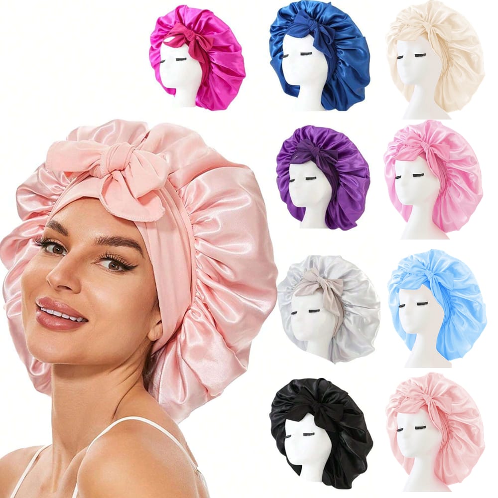 XXL SATIN BONNET WITH LONG STRAP