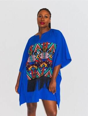 SHORT KENTE FRINGE BUBU GOWN