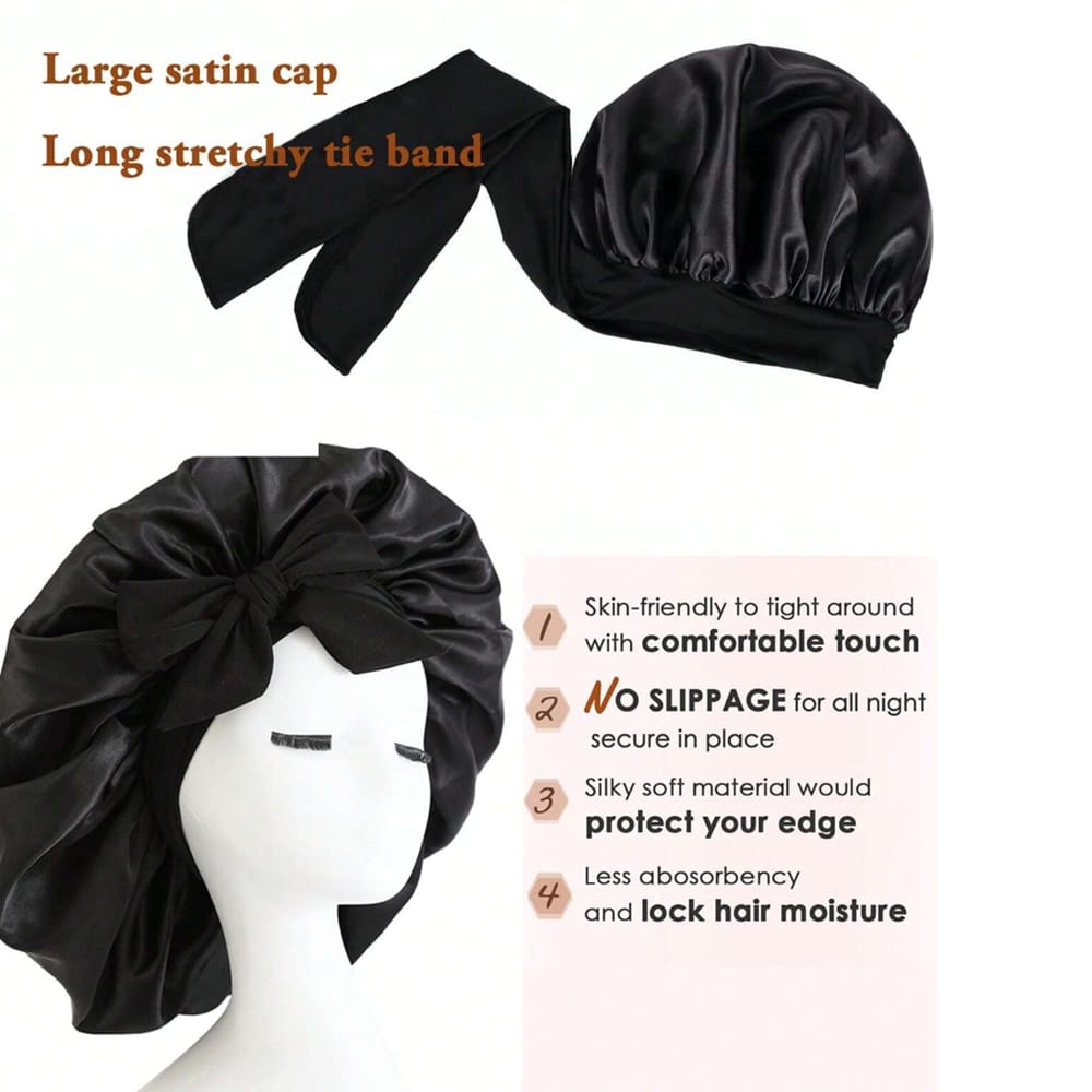 XXL SATIN BONNET WITH LONG STRAP