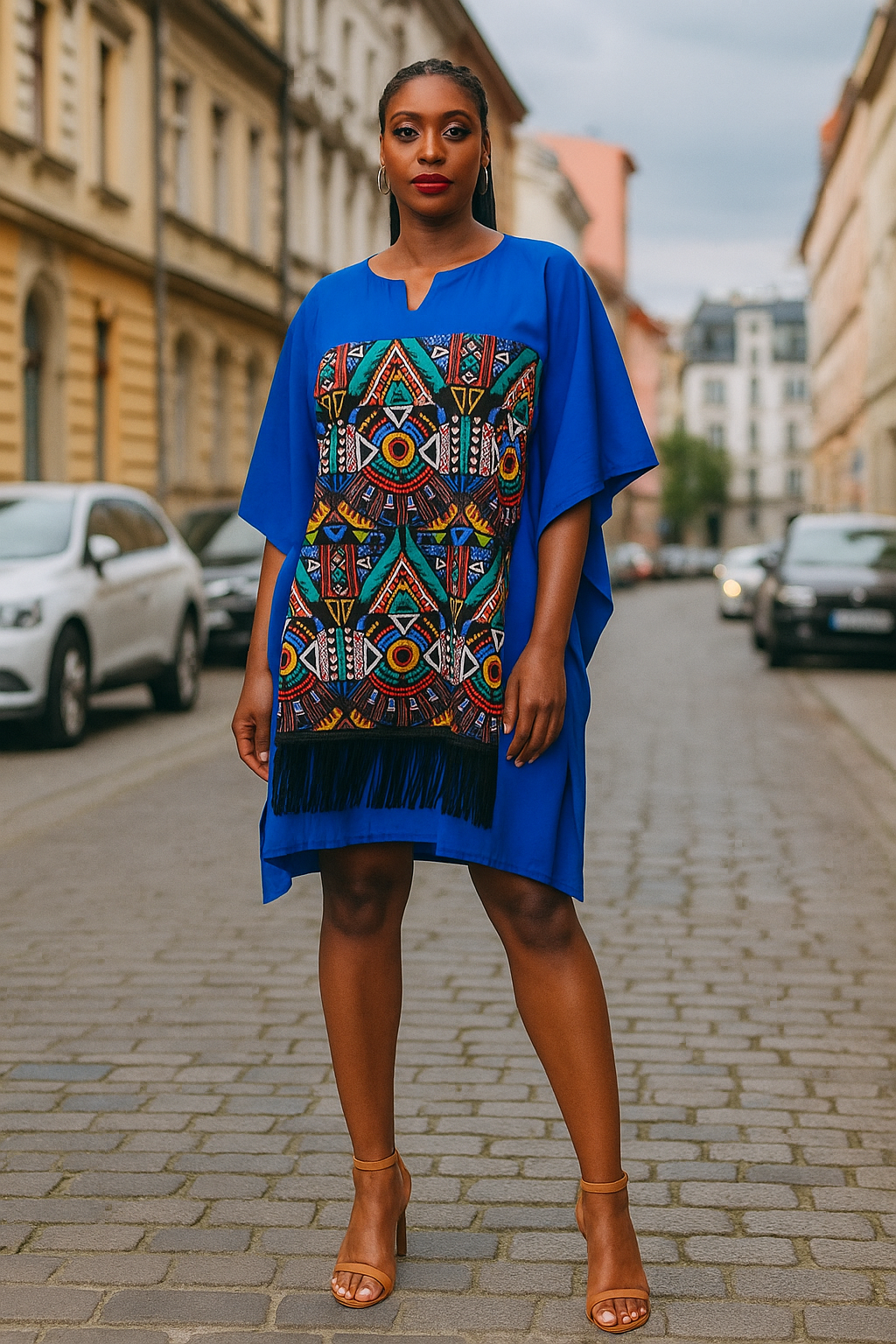 SHORT KENTE FRINGE BUBU GOWN